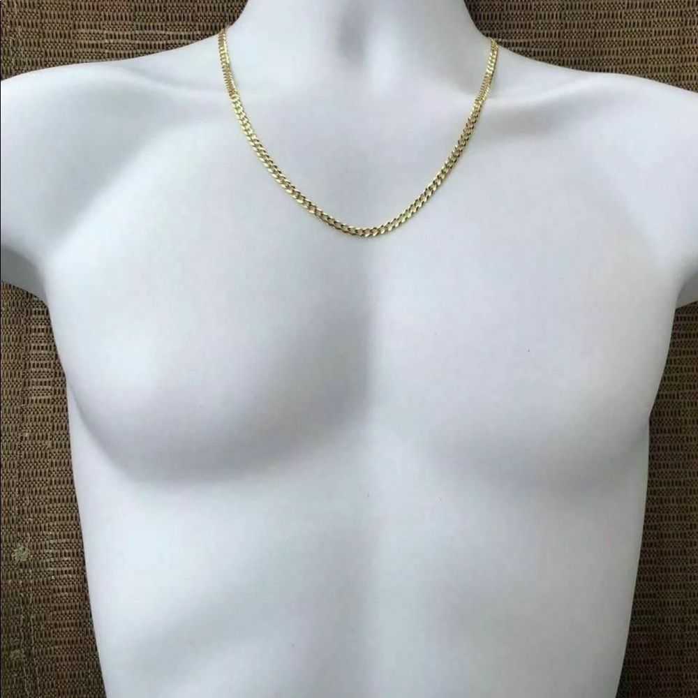 REAL 10K Yellow Gold Men’s Cuban Chain 4mm 22" - Picture 2 of 3